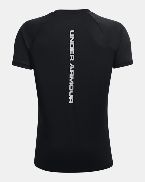 Boys' UA Tech™ Reflective Wordmark Short Sleeve, Black, pdpMainDesktop image number 1